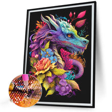 Load image into Gallery viewer, Diamond Painting - Full Round - dragon surrounded by flowers (30*40CM)