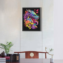 Load image into Gallery viewer, Diamond Painting - Full Round - dragon surrounded by flowers (30*40CM)
