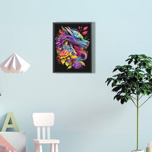 Load image into Gallery viewer, Diamond Painting - Full Round - dragon surrounded by flowers (30*40CM)