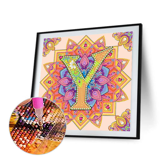 Diamond Painting - Partial Special Shaped - Y letter mandala (30*30CM)