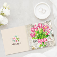Load image into Gallery viewer, 8pcs Flower Diamond Painting Greeting Card Includes Envelope DIY Postcards