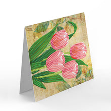 Load image into Gallery viewer, 8pcs Flower Diamond Painting Greeting Card Includes Envelope DIY Postcards