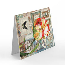 Load image into Gallery viewer, 8pcs Flower Diamond Painting Greeting Card Includes Envelope DIY Postcards