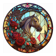 Load image into Gallery viewer, Diamond Painting - Full Round - art window grille painting rose horse (30*30CM)