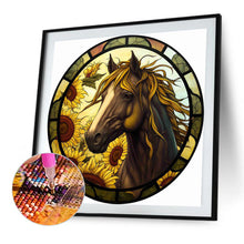 Load image into Gallery viewer, Diamond Painting - Full Round - art window painting sunflower horse (30*30CM)