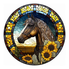 Load image into Gallery viewer, Diamond Painting - Full Round - art window painting sunflower horse (30*30CM)