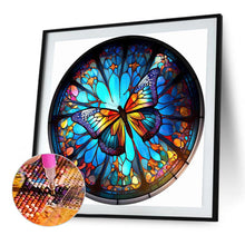 Load image into Gallery viewer, Diamond Painting - Full Round - art window grilles painting colorful butterflies (30*30CM)
