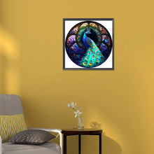 Load image into Gallery viewer, Diamond Painting - Full Round - Art window grilles painting colorful peacocks (30*30CM)