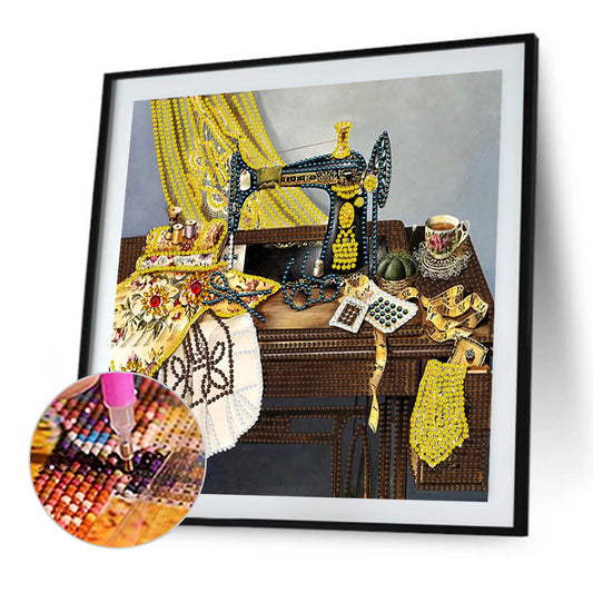 Diamond Painting - Partial Special Shaped - retro nostalgic sewing machine (30*30CM)