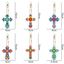 Load image into Gallery viewer, 6pcs Cross Diamond Painting Keychain DIY Diamond Mosaic Kit Bag Pendant