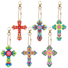 Load image into Gallery viewer, 6pcs Cross Diamond Painting Keychain DIY Diamond Mosaic Kit Bag Pendant