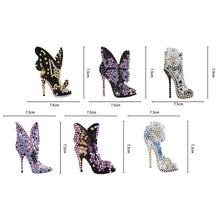 Load image into Gallery viewer, 6pcs High Heels Diamond Art Keychains DIY Keychains Point Drill Key Ring (GJ034)