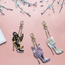 Load image into Gallery viewer, 6pcs High Heels Diamond Art Keychains DIY Keychains Point Drill Key Ring (GJ034)