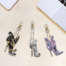 Load image into Gallery viewer, 6pcs High Heels Diamond Art Keychains DIY Keychains Point Drill Key Ring (GJ034)