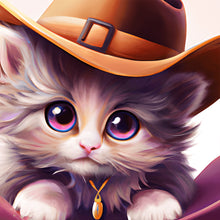 Load image into Gallery viewer, Diamond Painting - Full Round - western cowboy hat kitten (30*30CM)