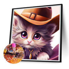 Load image into Gallery viewer, Diamond Painting - Full Round - western cowboy hat kitten (30*30CM)