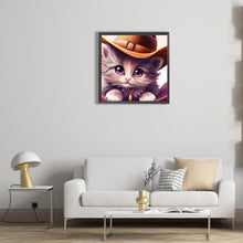 Load image into Gallery viewer, Diamond Painting - Full Round - western cowboy hat kitten (30*30CM)