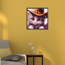 Load image into Gallery viewer, Diamond Painting - Full Round - western cowboy hat kitten (30*30CM)