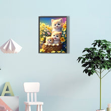 Load image into Gallery viewer, Diamond Painting - Full Round - cat in the flowers (30*40CM)