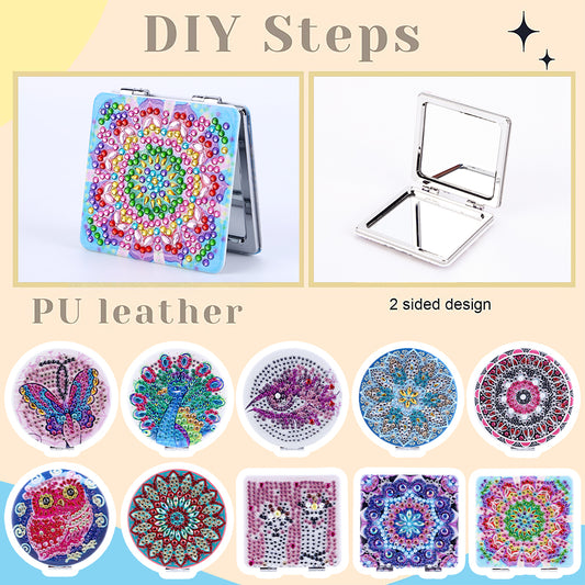 DIY Diamond Painting Makeup Mirror Portable Diamond Art Mosaic Makeup Mirror