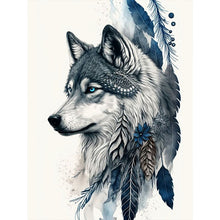 Load image into Gallery viewer, Diamond Painting - Full Round - feather and wolf (30*40CM)