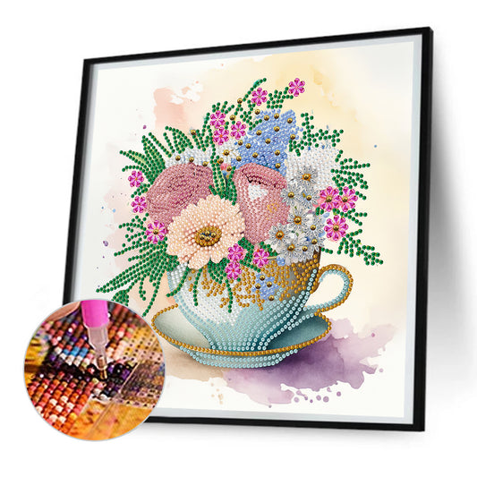 Diamond Painting - Partial Special Shaped - exquisite afternoon tea cup (30*30CM)