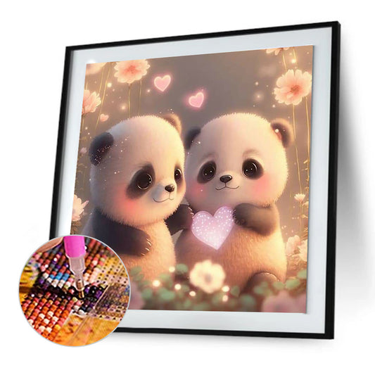 Diamond Painting - Full Round - love panda (30*30CM)