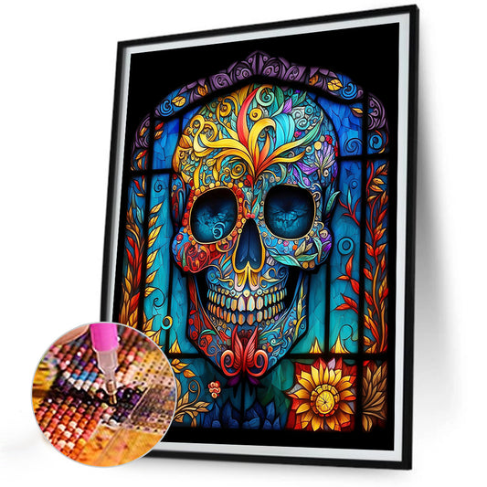 Diamond Painting - Full Round - skull glass painting (30*40CM)