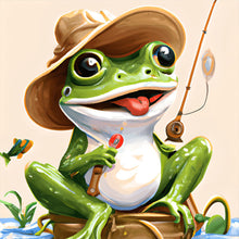 Load image into Gallery viewer, Diamond Painting - Full Round - frog fisherman (30*30CM)
