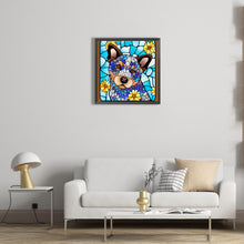 Load image into Gallery viewer, Diamond Painting - Full Round - Stained Glass Art - Blue Heeled Dog (40*40CM)