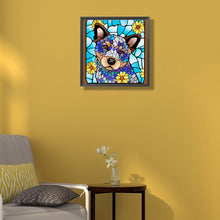 Load image into Gallery viewer, Diamond Painting - Full Round - Stained Glass Art - Blue Heeled Dog (40*40CM)