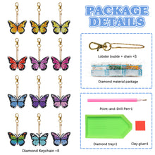 Load image into Gallery viewer, 12pcs Diamond Art Key Rings Hanging Ornaments 5D DIY Butterfly Bag Pandant Gifts