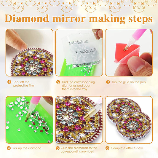 DIY Crystal Diamond Mirror Portable Datura Art Craft Set for Girl (053)