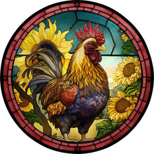 Load image into Gallery viewer, Diamond Painting - Full Round - Round Glass Art Rooster (35*35CM)