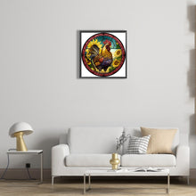 Load image into Gallery viewer, Diamond Painting - Full Round - Round Glass Art Rooster (35*35CM)