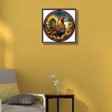 Load image into Gallery viewer, Diamond Painting - Full Round - Round Glass Art Rooster (35*35CM)