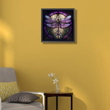 Load image into Gallery viewer, Diamond Painting - Full Round - Round Glass Art Dragonfly (35*35CM)