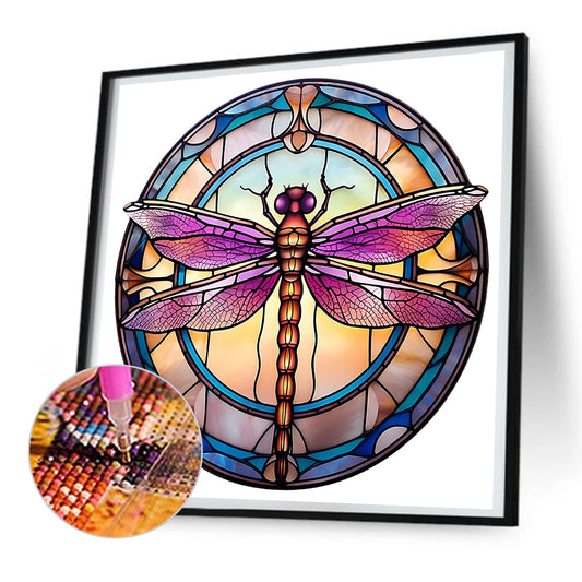 Diamond Painting - Full Round - animal dragonfly glass painting (30*30CM)