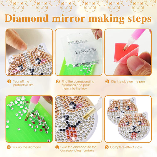 DIY Diamond Art Vanity Mirror Handheld Beginner Arts Crafts Gifts (057)