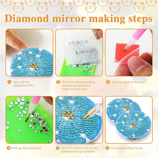 DIY Diamond Art Vanity Mirror Handheld Beginner Arts Crafts Gifts (066)