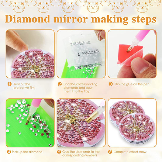 DIY Diamond Art Vanity Mirror Handheld Beginner Arts Crafts Gifts (068)