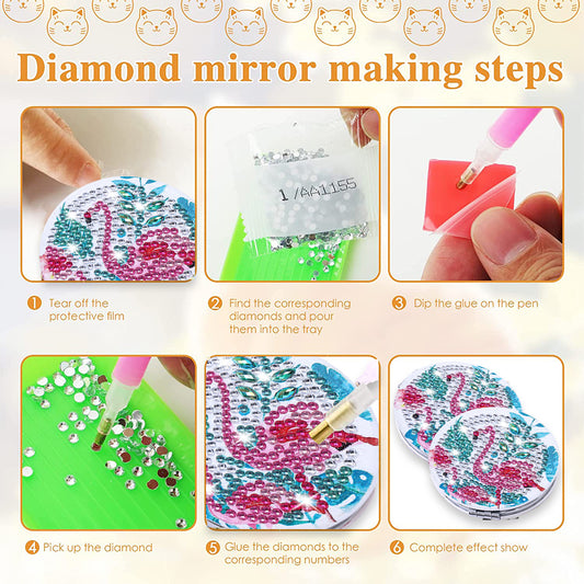 DIY Crystal Diamond Mirror Paint by Number Kits Flamingo for Girl (073)