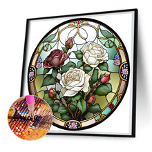 Load image into Gallery viewer, Diamond Painting - Full Round - White Rose Glass Art (30*30CM)