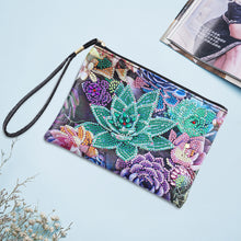 Load image into Gallery viewer, DIY Diamond Art Cosmetic Bag Flowers Single Sided PU Women Clutch (BD-10)