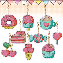 Load image into Gallery viewer, 9pcs Diamond Art Keychain Special-shaped Drill 5D DIY Bag Pandant (pt17)