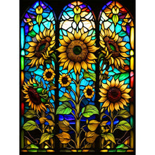Load image into Gallery viewer, Diamond Painting - Full Round - sunflower stained glass (40*50CM)