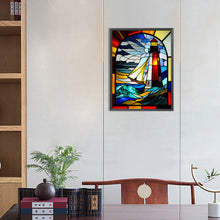 Load image into Gallery viewer, Diamond Painting - Full Round - lighthouse glass art (30*40CM)