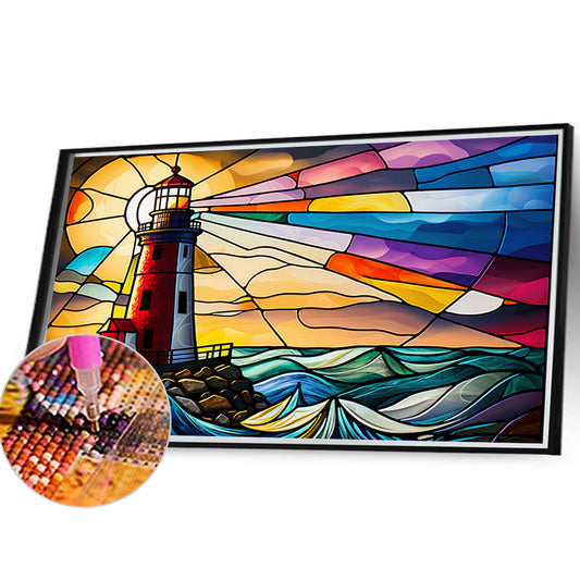 Diamond Painting - Full Round - lighthouse glass art (40*30CM)
