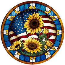Load image into Gallery viewer, Diamond Painting - Full Round - round plate glass art sunflower (30*30CM)