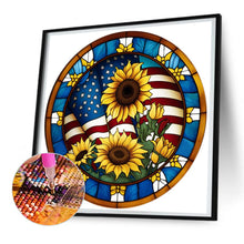 Load image into Gallery viewer, Diamond Painting - Full Round - round plate glass art sunflower (30*30CM)